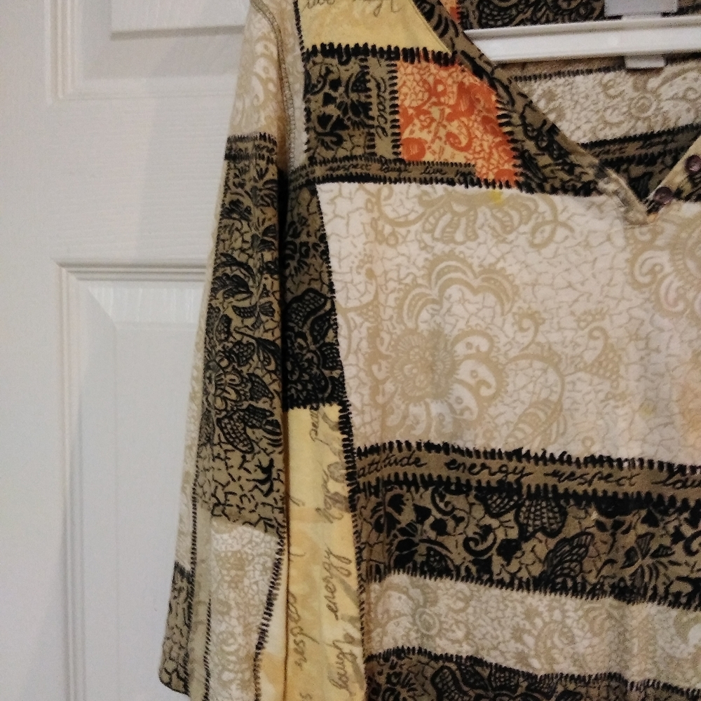 Chico's Chicos Vee V Neck Top 3/4:Sleeves Size 3 - Picture 10 of 12